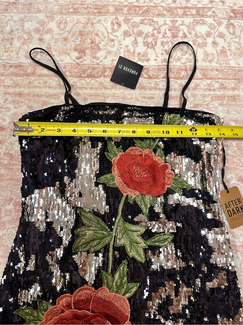 NWT 🌺 Sequins & Flower Appliqué Dress - Picture 8 of 11